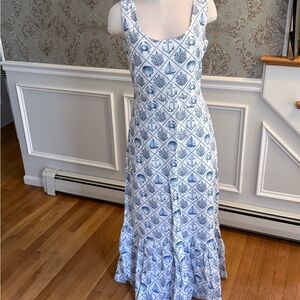 Kiel James Patrick Nautical Blue and White Maxi Dress